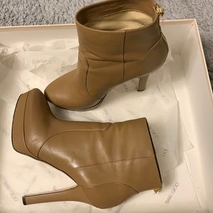 Jimmy Choo Calf Leather Beige Booties 38